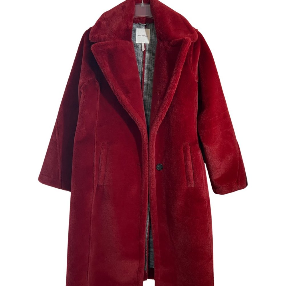 Long Red Womens Faux Fur Coat